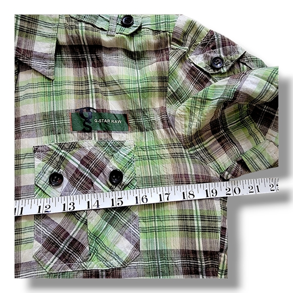 G-Star Raw Plaid Short Sleeve Shirt M S - Picture 8 of 9